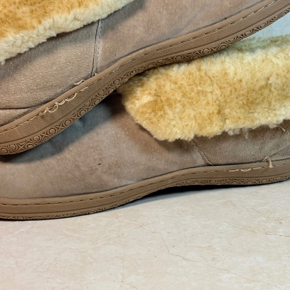 Old Friend Men's Suede Sheepskin Lined Moccasin Slippers Boots Tan M13 Cozy Warm